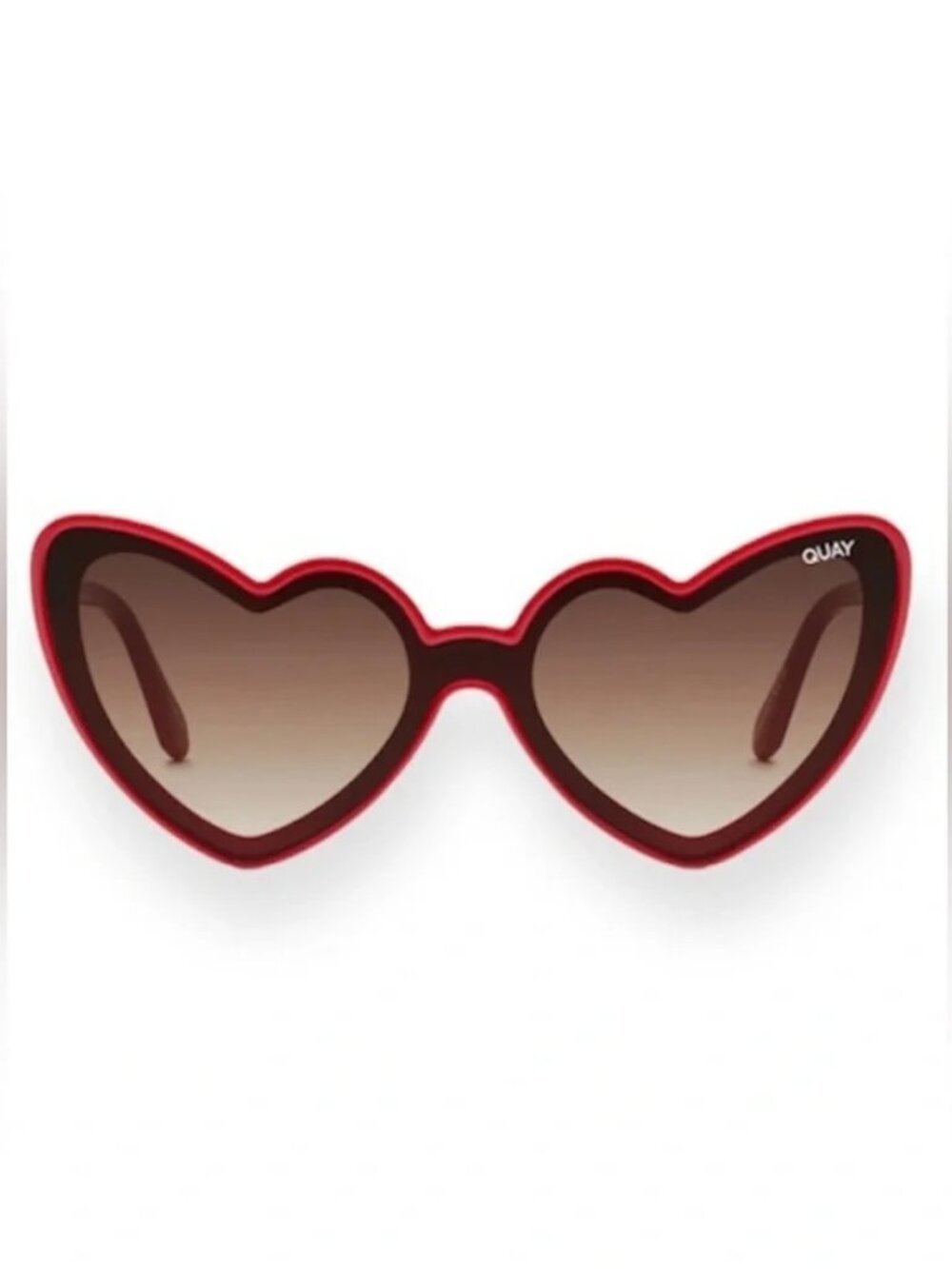 QUAY Love Struck Sunglasses Red Frame Brown Lens Heart Sunnies NWT